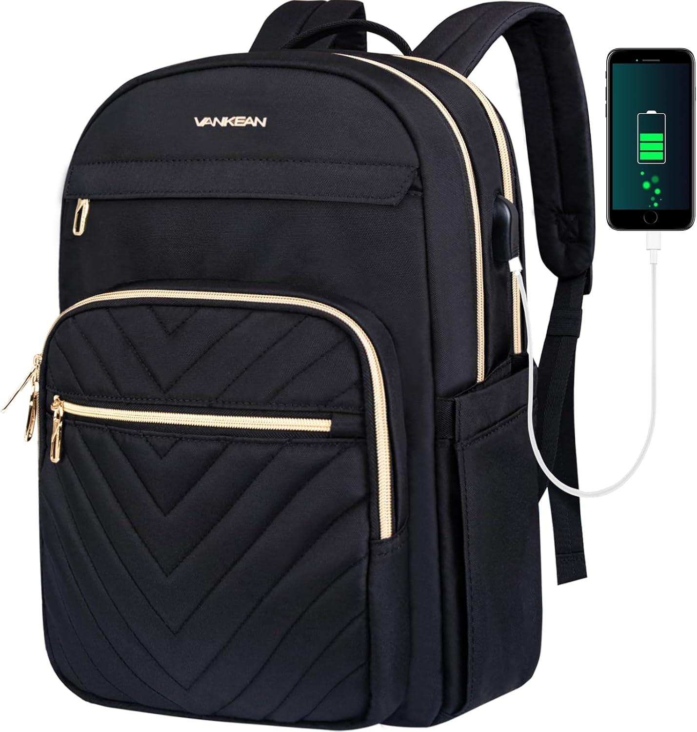 Lätt vattentät laptopryggsäck med USB-port – kompatibel med 15,6 tum