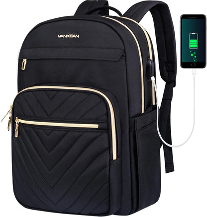 Lätt vattentät laptopryggsäck med USB-port – kompatibel med 15,6 tum