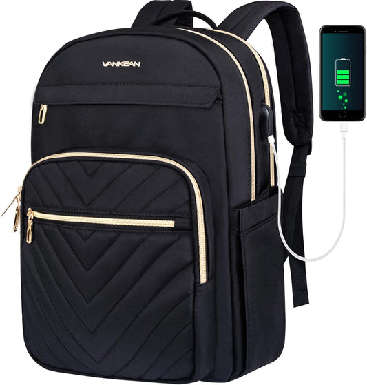 Lätt vattentät laptopryggsäck med USB-port – kompatibel med 15,6 tum