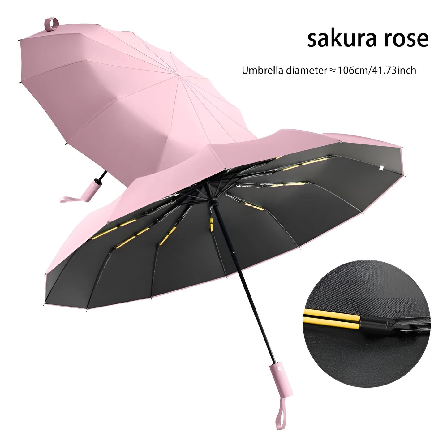Rosa Regenschirm, sakura rose, 106 cm Durchmesser, winddicht, faltbar, UV-Schutz.