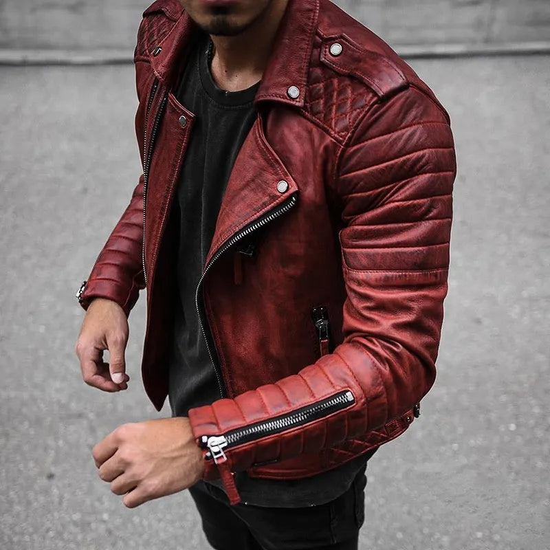 Herren Leren Bikerjack – Cael