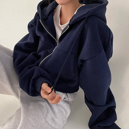 Damväst, kort modell med huva och oversized passform – Rinette
