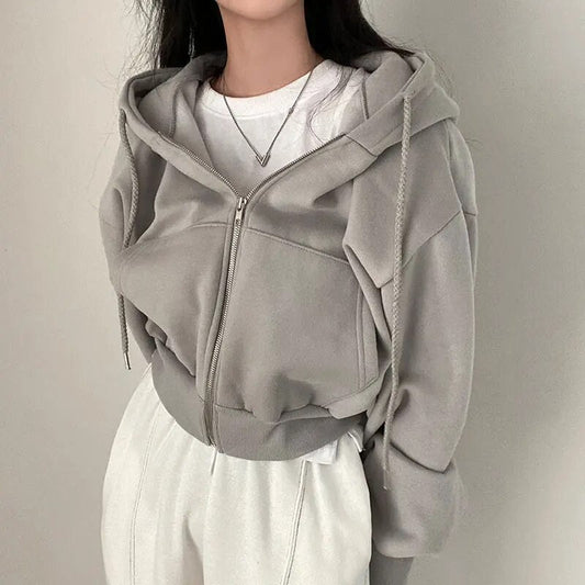 Damväst, kort modell med huva och oversized passform – Rinette