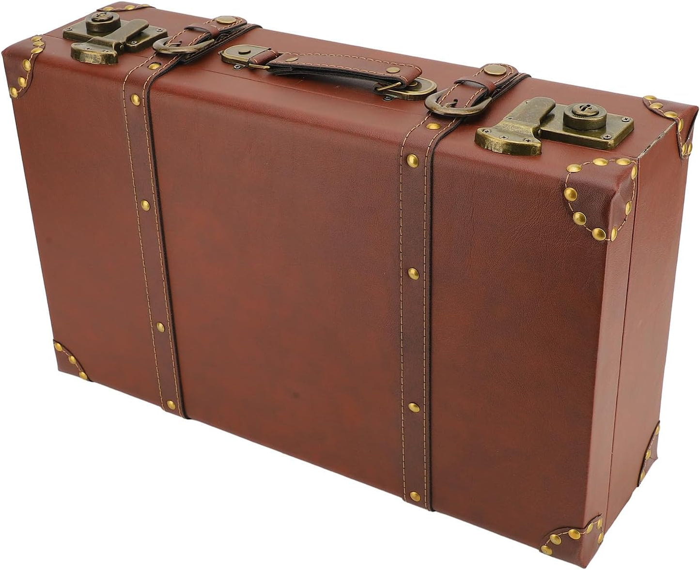 Vintage läder-overnight-handbagagekoffert med legeringslås – Heritage brun