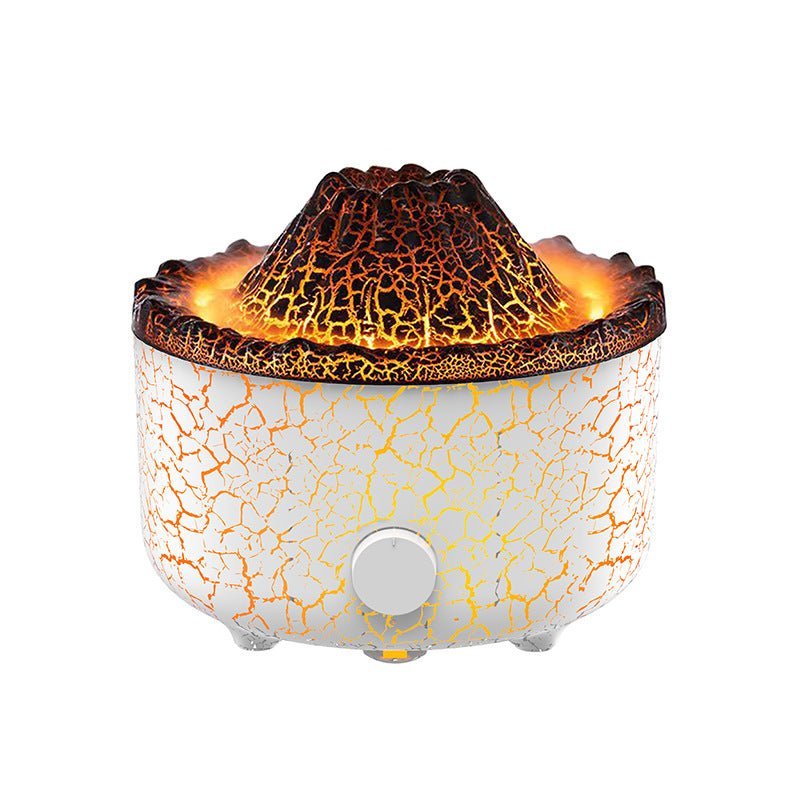 Vulkan-Luftbefeuchter, LED-Licht, weiß-gelb, dekorativ, Aromatherapie, modernes Design.