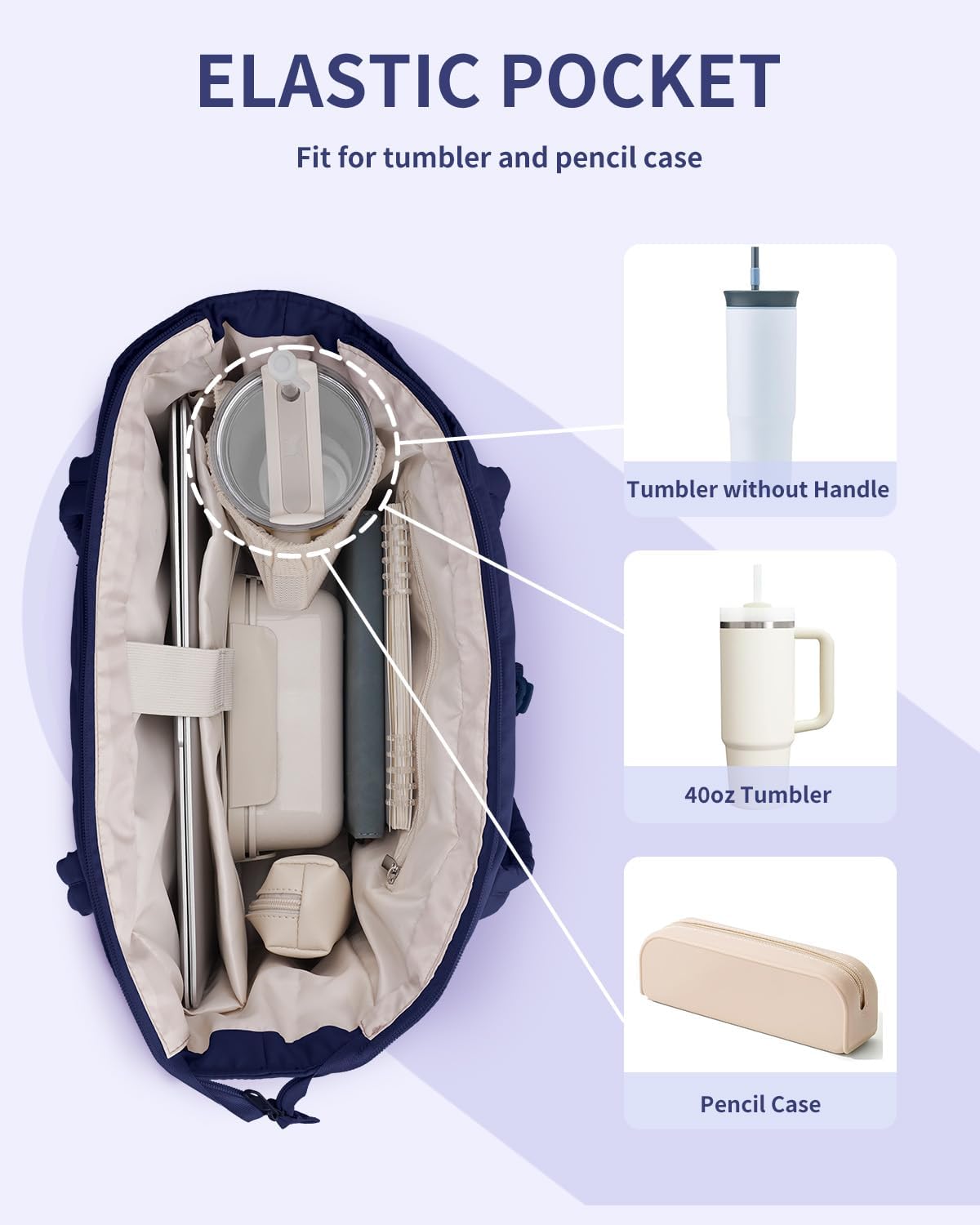 Vadderad puffer-tote med mugghållare och laptopfack för resor och arbete.