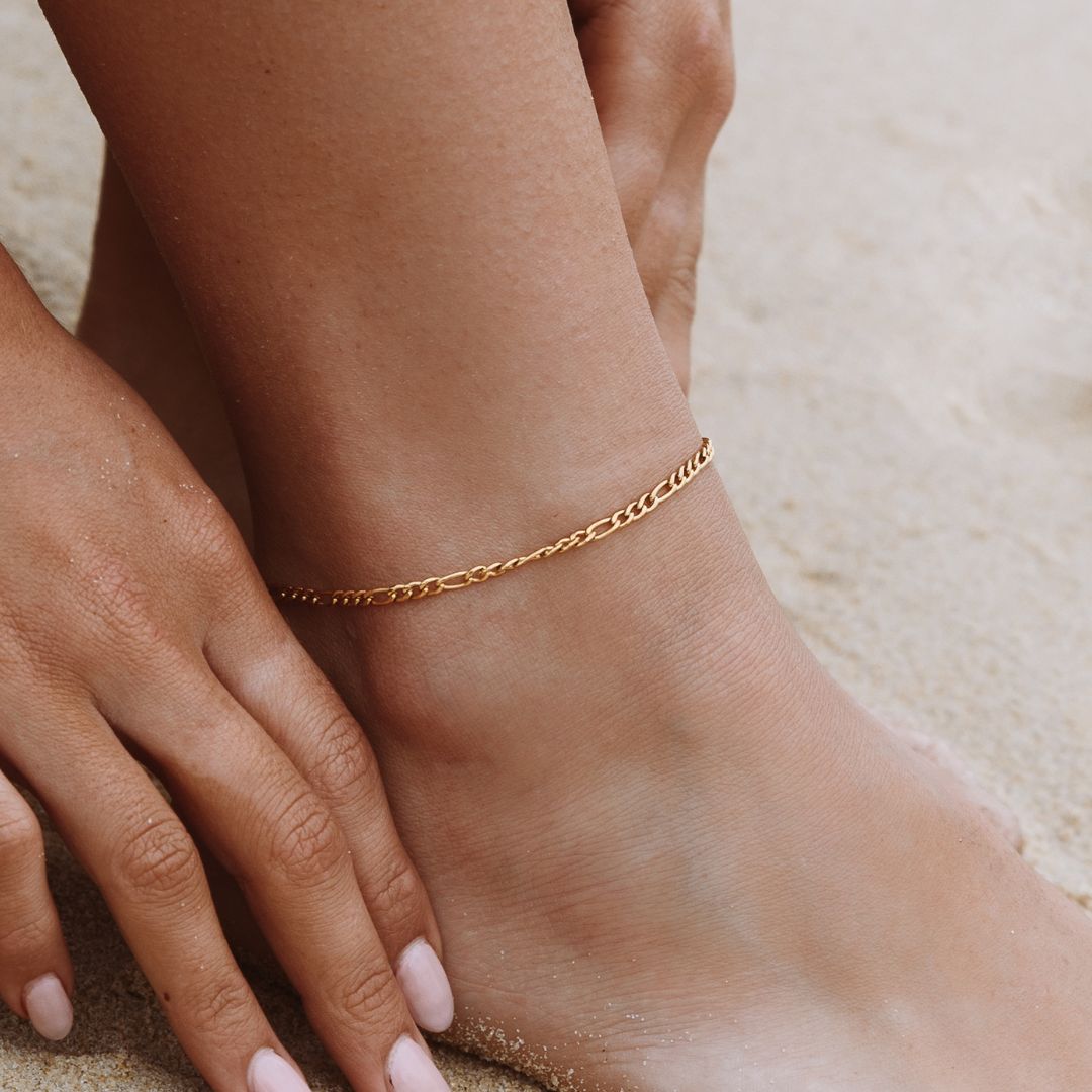 Goldene wasserdichte Fußkette am Knöchel, Strand, Schmuck, modisch, langlebig.