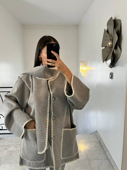 Lång damkappa i ull för hösten – Amelie