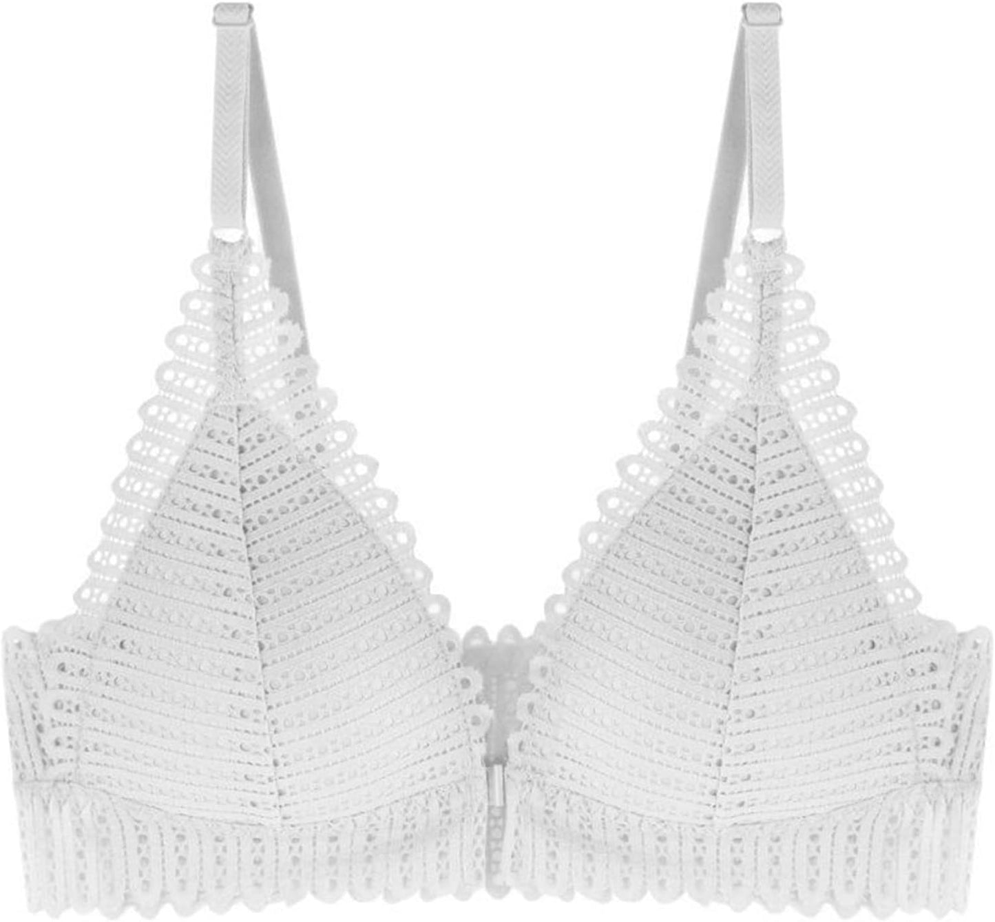 Weißer Spitzen-BH, Triangel-Design, verstellbare Träger, Damenunterwäsche, elegant, bequem.