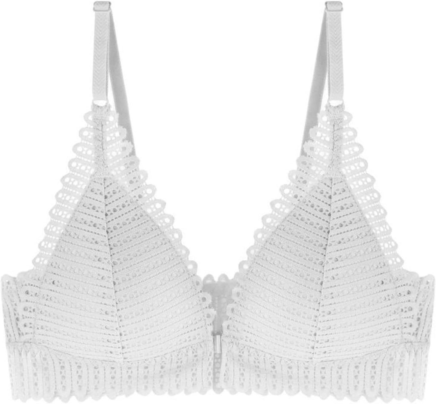 Weißer Spitzen-BH, Triangel-Design, verstellbare Träger, Damenunterwäsche, elegant, bequem.