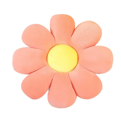 Rosa Plüschblume Kissen, gelber Kern, dekoratives Sofakissen, Kinderzimmer Deko