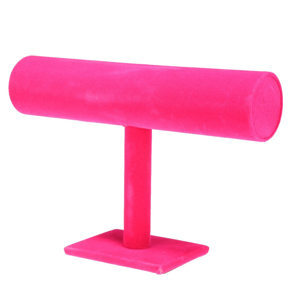 Rosa Uhrenständer aus Samt, T-Form, Schmuckdisplay, Organizer für Armbänder.