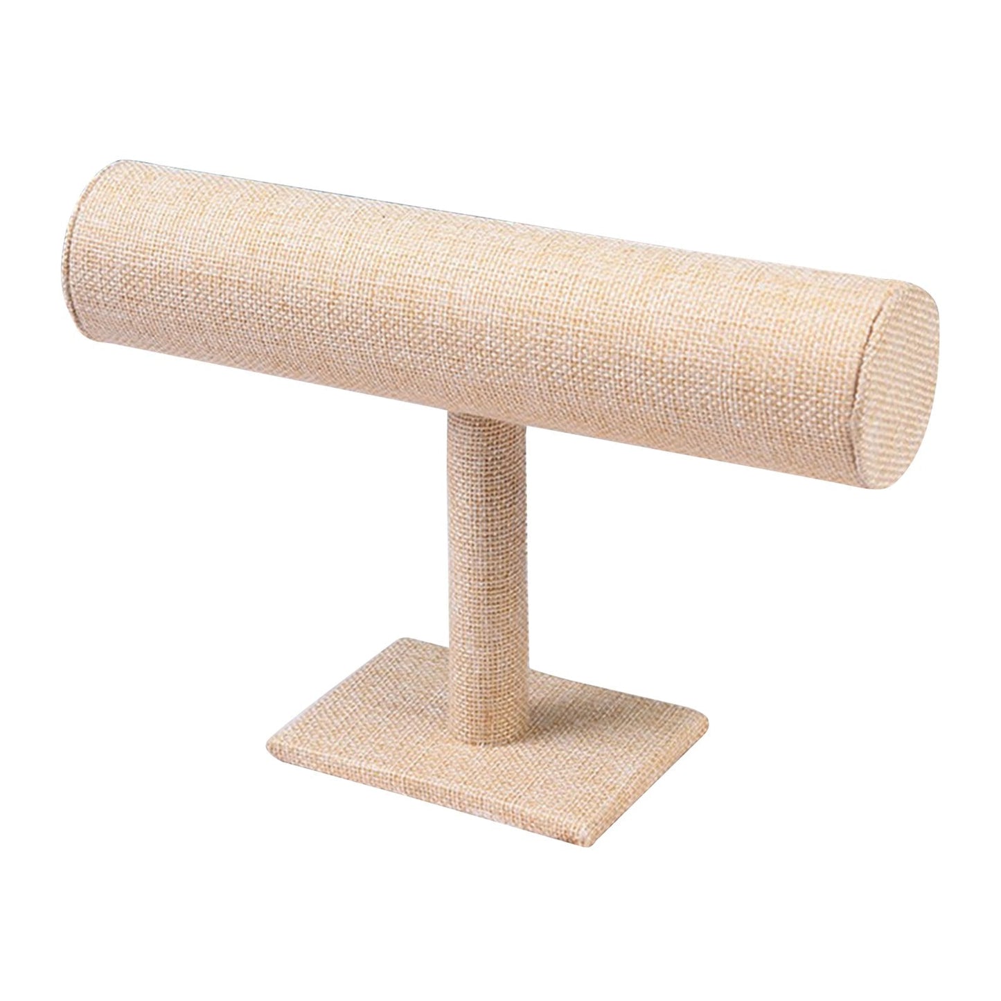 Beiger Uhrenständer aus Stoff, T-Form, Schmuckdisplay, Organizer für Armbänder.