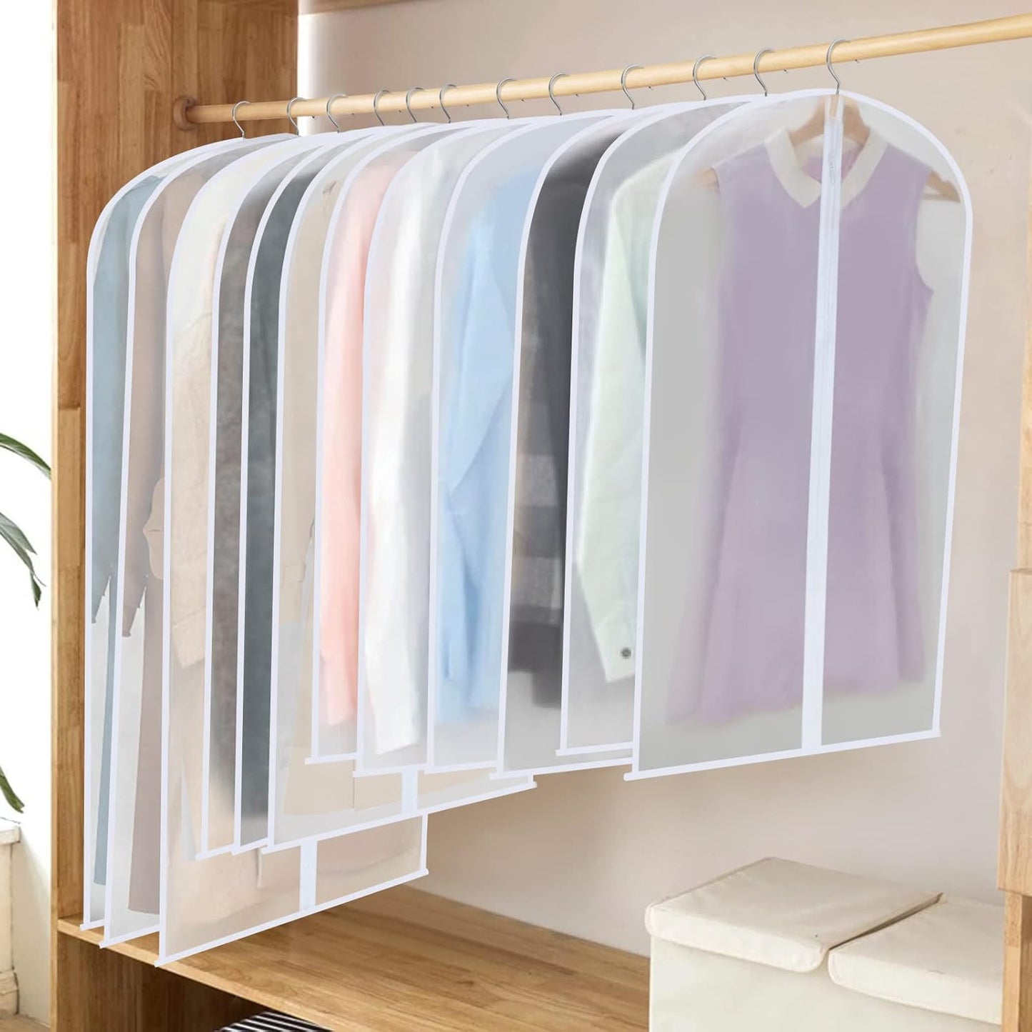 PEVA-klädpåseset – 12-pack med hängande klädöverdrag i 3 storlekar (Köp 1, få 1 GRATIS)