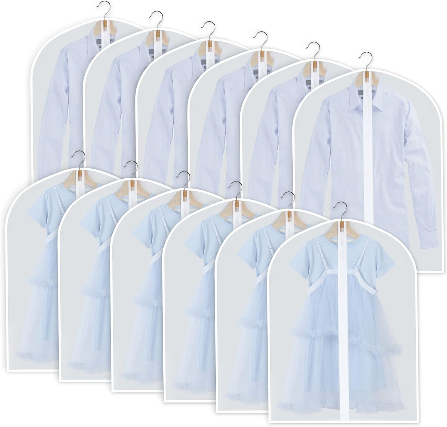PEVA-klädpåseset – 12-pack med hängande klädöverdrag i 3 storlekar (Köp 1, få 1 GRATIS)