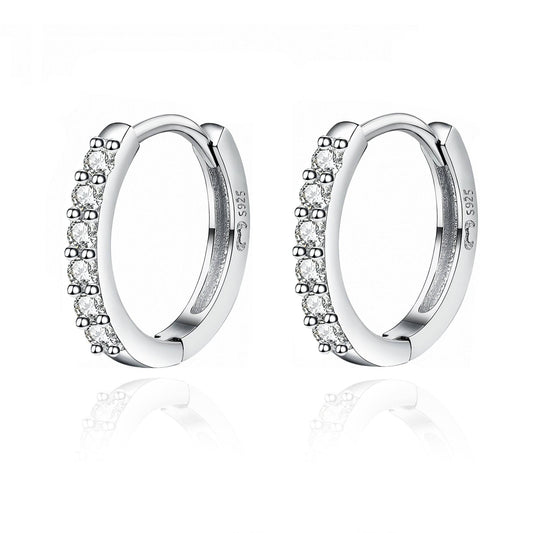 Silberne Zirkon-Ohrringe, kreisförmig, 925 Sterling Silber, eleganter Schmuck für Damen.